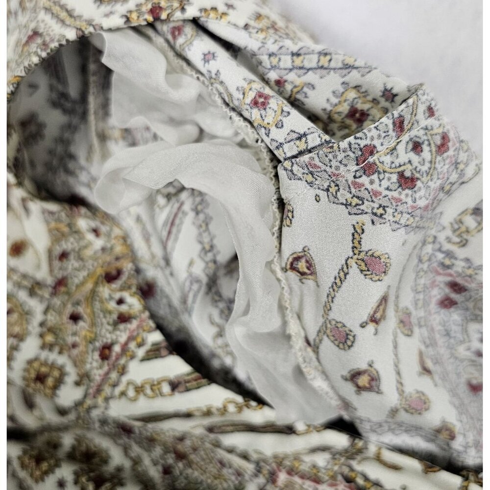 Veronica Beard Sz 10 Ivory Multi Color Silk Blouse Printed Long Sleeve Button Up - Picture 5 of 7